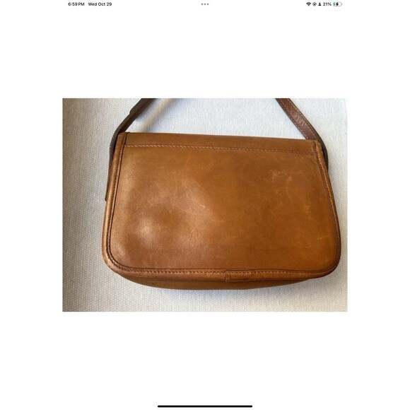 Laura USA Brown Leather Crossbody Handbag Purse Brass Turnlock Flap Bag VINT - Picture 10 of 12